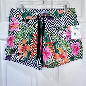 Guy Harvey Tropical Shorts Womens 8 Drawcord Board Shorts Hibiscus Fishing Beach